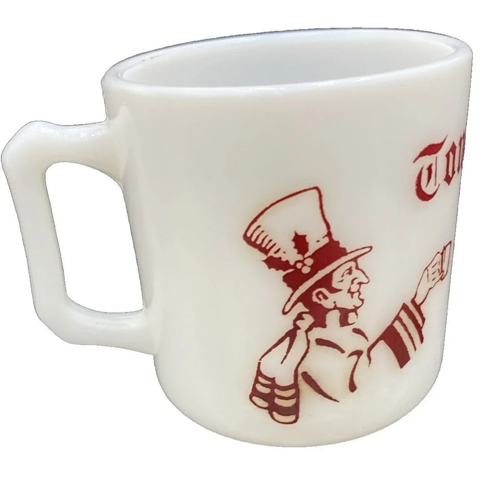 Hazel Atlas Tom  Jerry Mug Milk Glass Vintage Holiday Eggnog Cup Christmas Decor